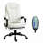  High Back Massage Office Chair Luxury Adjustable White Faux Leather Finish Swivel Chair for Home Office