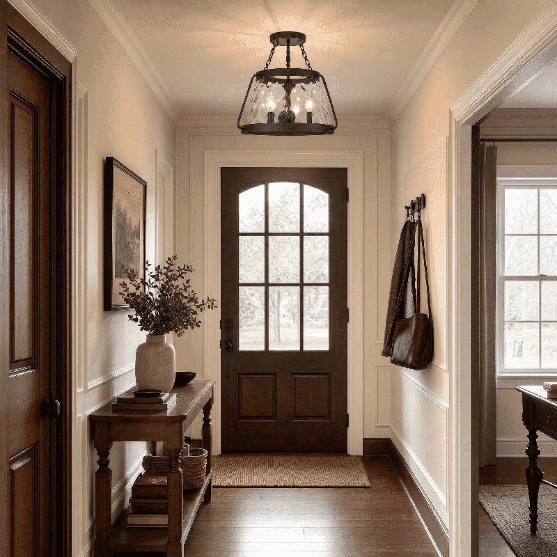 Sonali Glass Semi Flush Mount in Brass, Brass