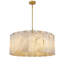 21 - Lustre tambour moderne en or et albâtre de 36 po pour la salle à manger