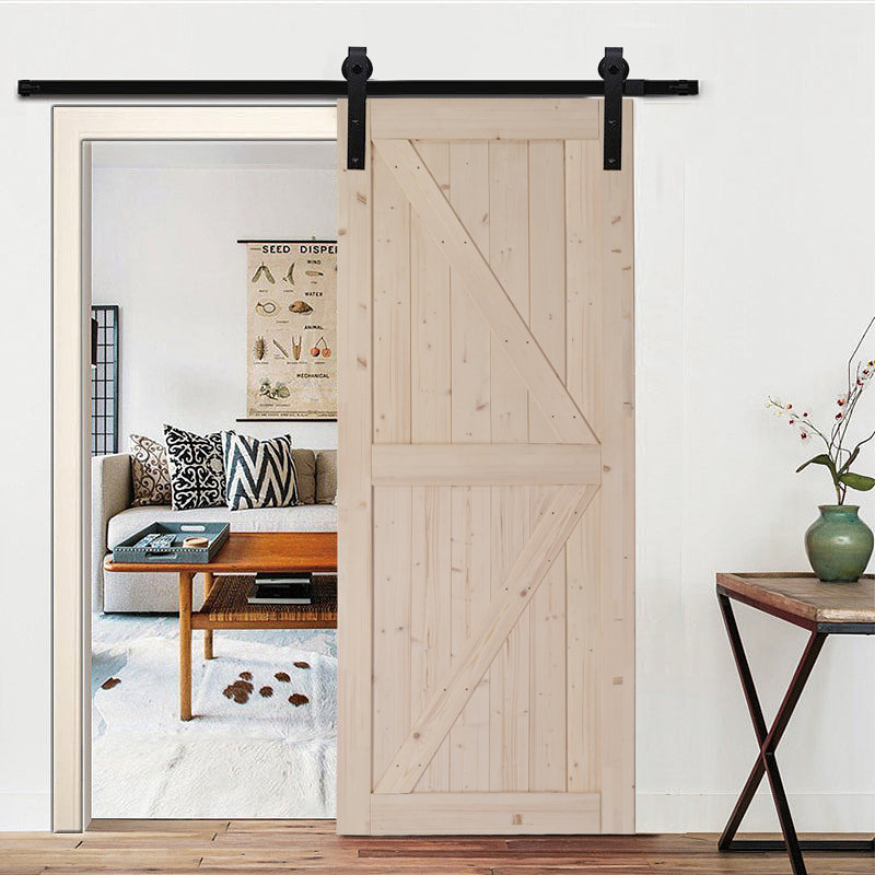 Porte de grange en bois lambrissé avec trousse de quincaillerie d'installation, 36 po x 84 po
