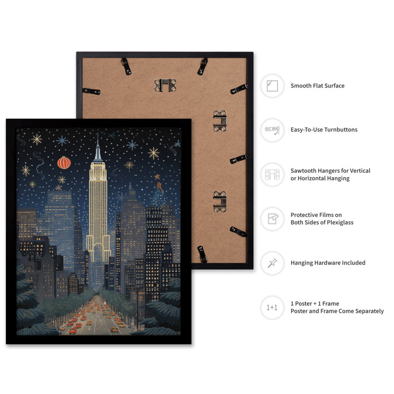 New York à Noël, 24"H x 32"W, Poster, Black Framed