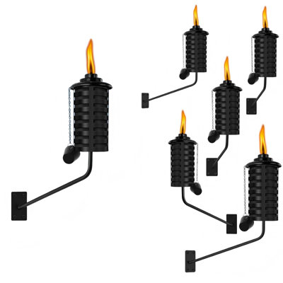 6 Pack Black Wall Mounted Citronella Torches