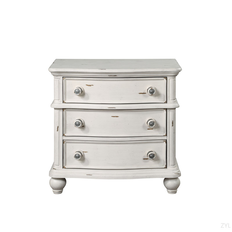 Table de chevet au fini blanc antique