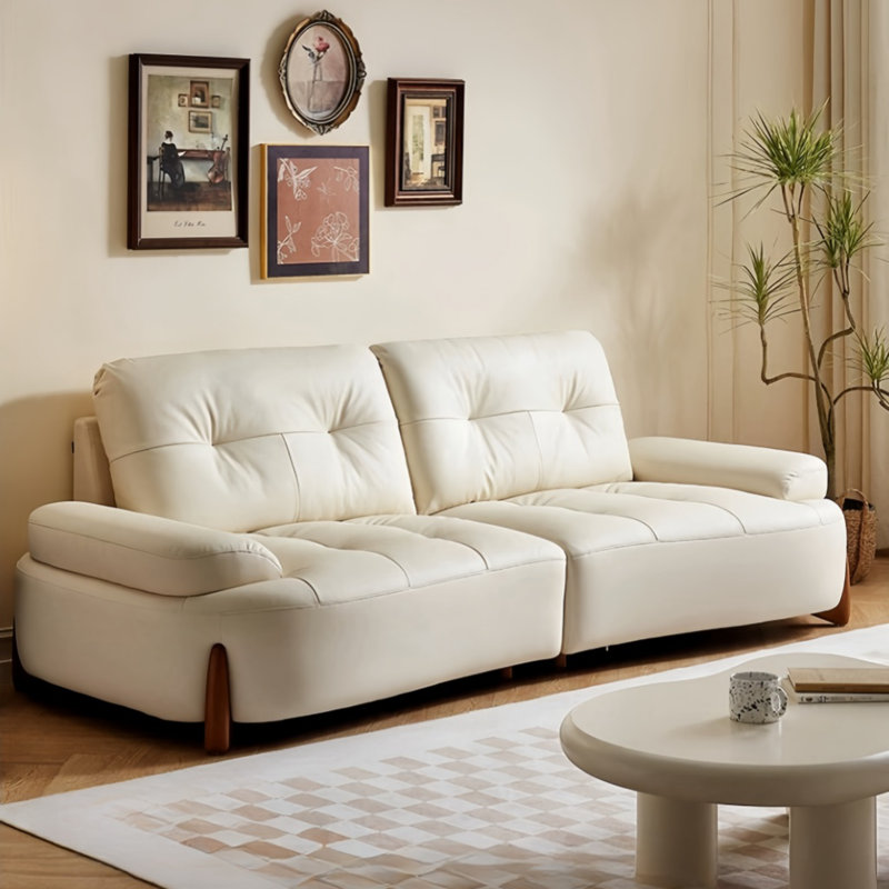 Modern Simple Cream White Sofa, 29.53" H x 100" W x 42.52" D