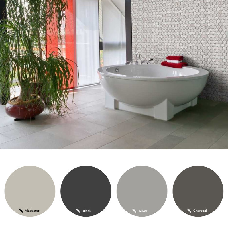 Stately Hex 11" x 14" Porcelain Novelty Marble Look Wall & Floor Tile, Gray