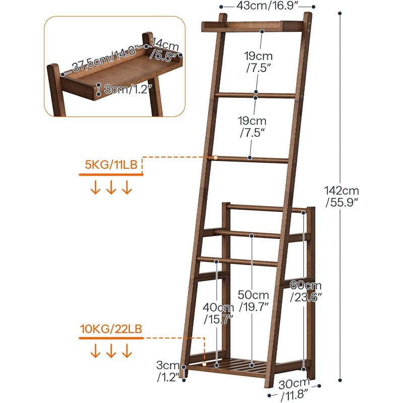 Blanket Ladder, 3-Tier Towel Rack, Bamboo Blanket Rack, Blanket Stand, Blanket Ladders for Bedroom, Quilt Ladder for Living Room, Bedroom, Decorative Display Ladder Shelf