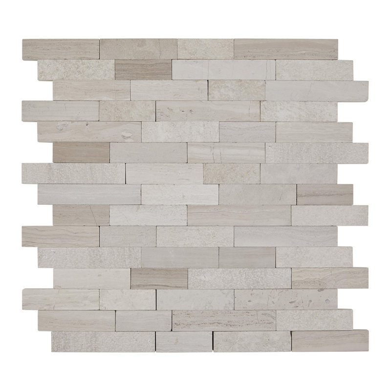Minute Mosaix Marble Linear Mosaic Wall Tile, Chenille White