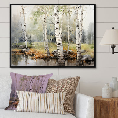 Green Birch Wood Beauty I On Canvas Print