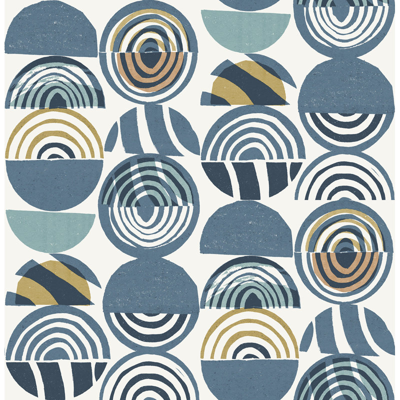 Laguna Retro Geometric Luxury Wallpaper, Blue
