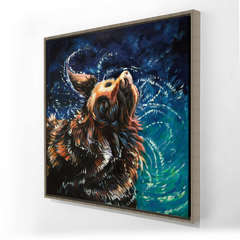 Golden retriever humide secouant | Toile bleue contemporaine