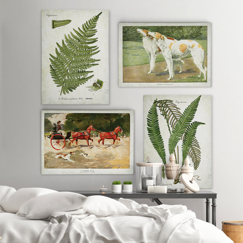 «Classic Sketch and Prints II», ensemble de 4 reproductions d'art sur toiles, H 32 po x l 96 po x P 1 po