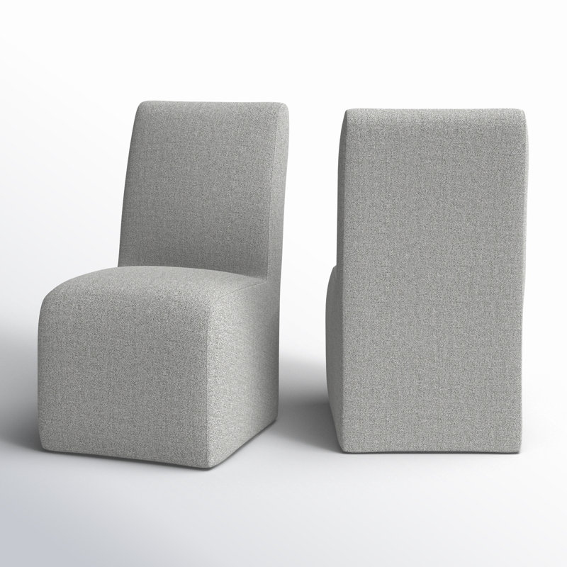 Gray Linen Upholstered Parsons Side Chair Set