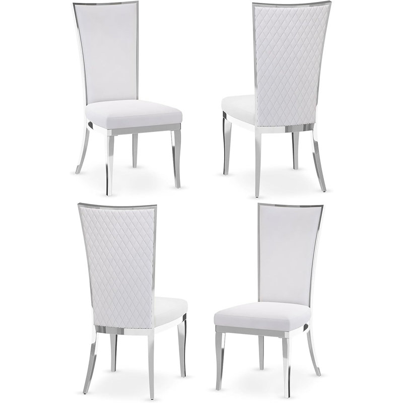 Ensemble de 4 chaises de salle à manger en velours blanc Glam