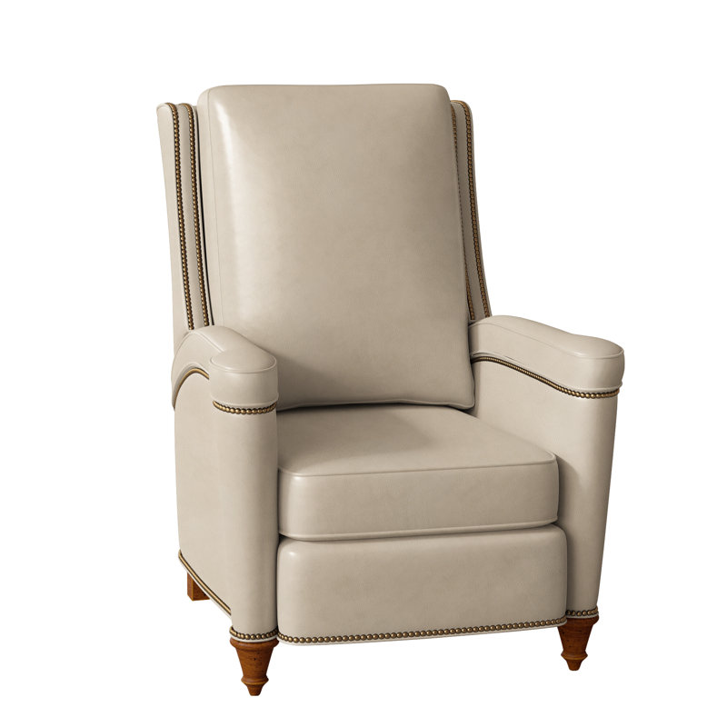 Mayes Recliner, Aline Light Grey Genuine Leather, New Classiques, French Natural