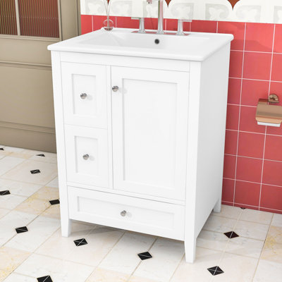 Armoire de meuble-lavabo 24 po avec tablette réglable et 3 tiroirs