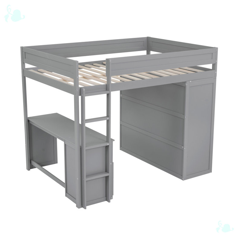 Lynbrook Kids Loft Bed, Gray, Full