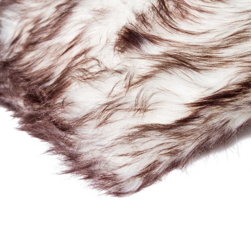 Asmat Laplant Chocolate Faux Sheepskin Fur Area Rug, 2' x 3'