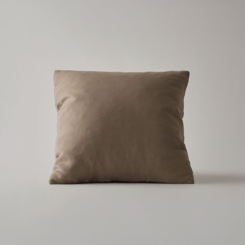 Taie d'oreiller 100 % lin français - 50 x 50 cm - Fauve, Fawn, Carré 20 po, Pillow Cover Only - No Insert