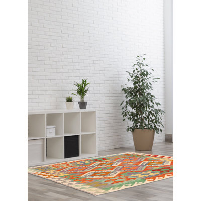 Bold and Colorful Red Kilim 3'5" x 5'1"