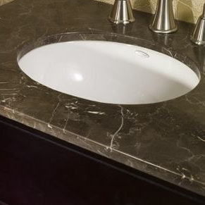 Lavabo de salle de bain ovale encastré en porcelaine vitreuse avec trop-plein Ovalyn