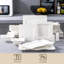 28-Piece Square Modern Ivory White Dinnerware Set for 6, Includes Dinner Plates, Dessert Plates, Soup Bowls, Cereal Bowls, 2 Salt & Pepper Shakers + Serving Dish