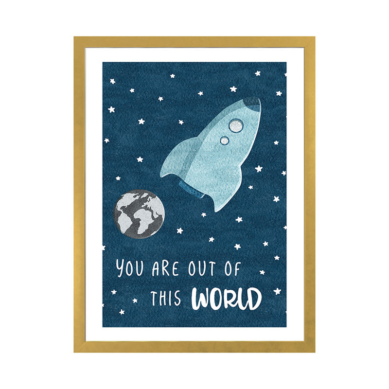 « out of the world », art, H 32 po x l 24 po x P 1 po, Papier encadré doré