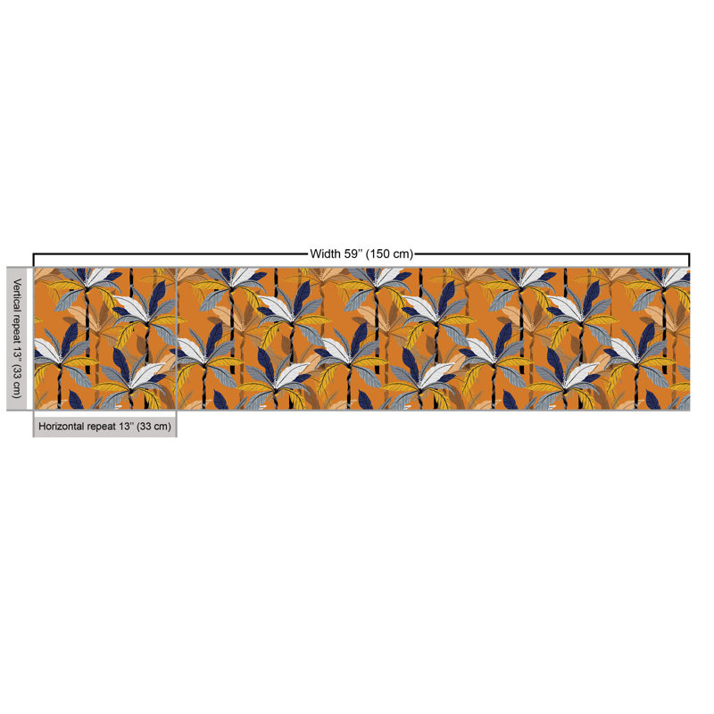 Charonda Palm Leaves on an Amber Tone Backdrop Multi-Purpose Fabric
