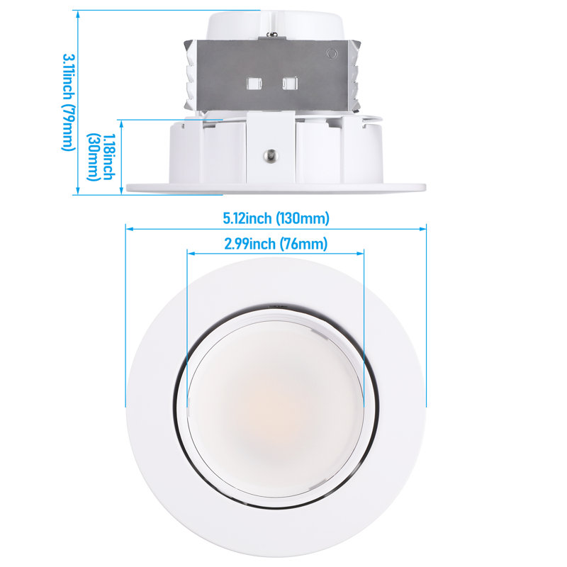 4 "5CCT Cardan à DEL encastré à intensité variable, 8W CRI90