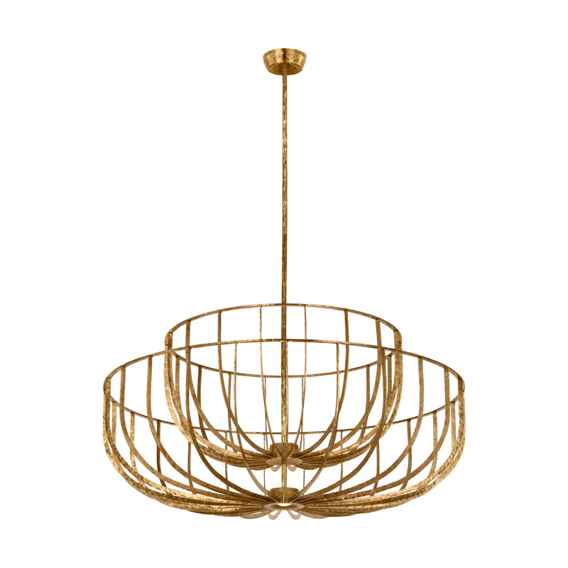 Sean Lavin Sanchi 3-light extra large two tier chandelier in aged iron finish, Polished Antique Brass