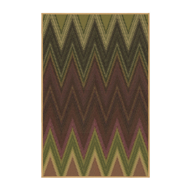 Tapis à chevrons brun / vert forêt, Rectangle 6 pi x 9 pi