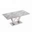 Table de salle à manger en faux marbre avec base en acier inoxydable, pour 6 personnes-643855567-643855562
