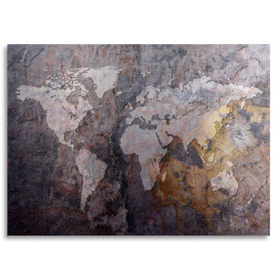 « world map-rock », impression sur métal