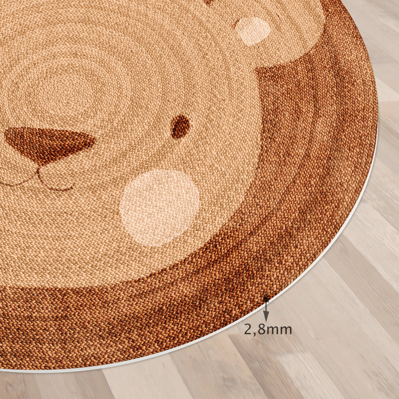 Round Rakel Vinyl Machine Printed Area Rug, Round 3'3.4"