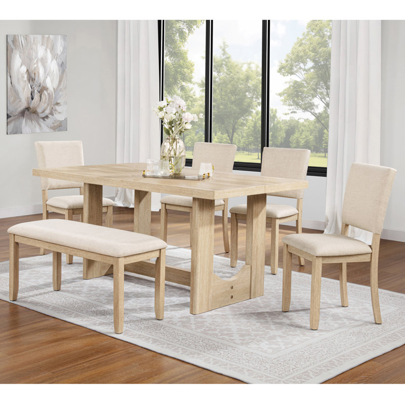 6 Piece Dining Table Set With Bench