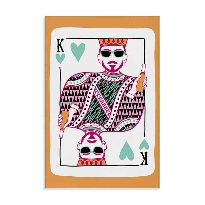  «King of Hearts & Drink», art mural sur toile par JJ Design House LLC, H 45 po x l 30 po