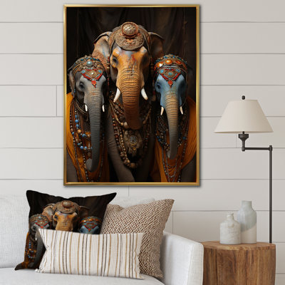 Art asiatique, éléphants thaïlandais sur toile