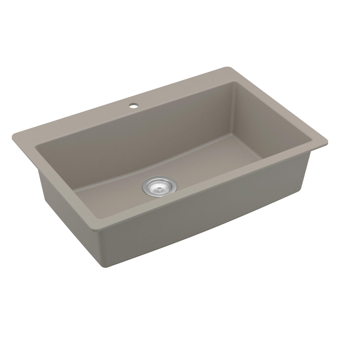 Karran Quartz 33'' X 22'' Large Single Bowl Drop-in Kitchen Sink With Bottom Grid and Strainer Karran 
