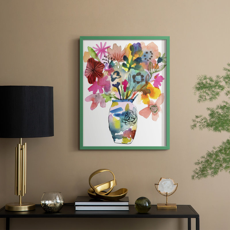Linear Bouquet I, reproduction encadrée - bois massif, Vert, H 15 po x l 12 po