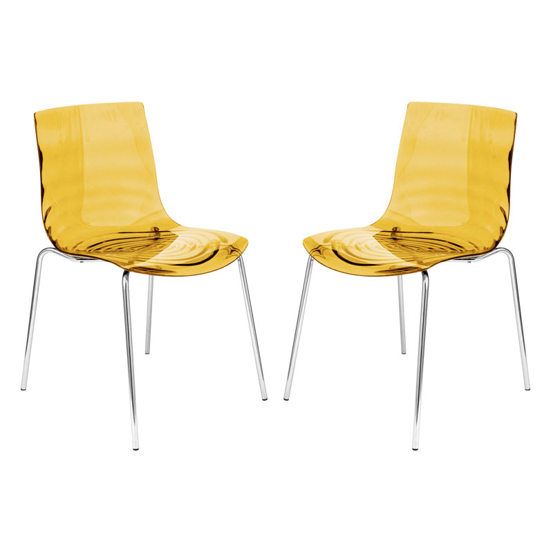 Chaise d'appoint Minelli, Orange transparent, Ensemble de 2