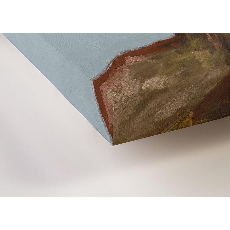 «Rosy Buck on Ice Blue» par Eli Halpin - reproduction d'art sur toile tendue, H 24 po x l 18 po