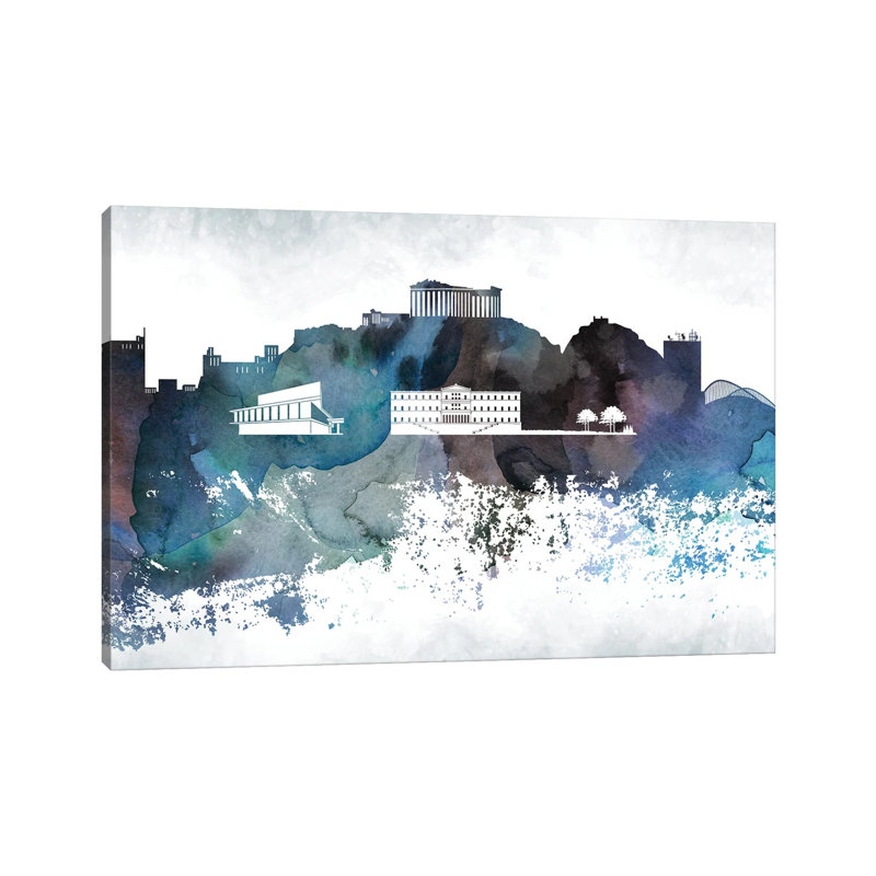 Athens Bluish Skylines by WallDecorAddict - Wrapped Canvas Print, 101.6 cm H x 66.04 cm W x 1.91 cm D