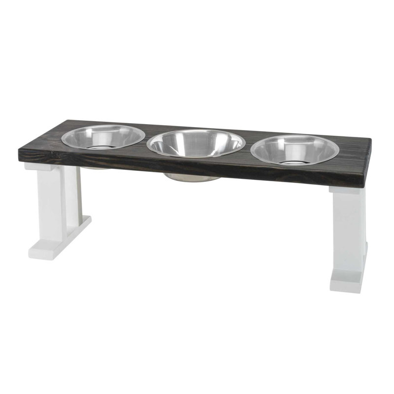Elevated Feeder, Medium (12"), White/Ebony