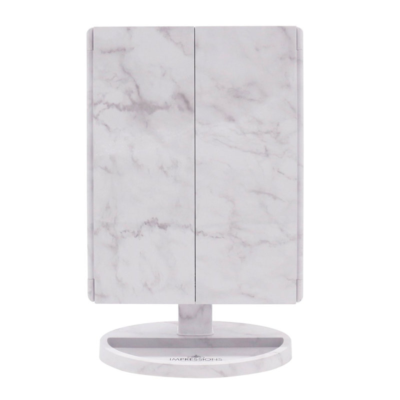 Miroir de maquillage tactile à DEL à intensité variable avec base sur pied, gradateur tactile et interrupteur d'alimentation