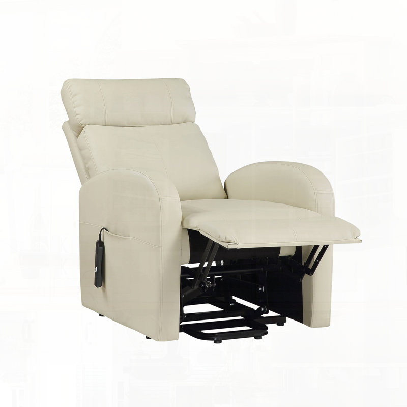 Synthetic Leather Power Motion Recliner with Lift, Beige