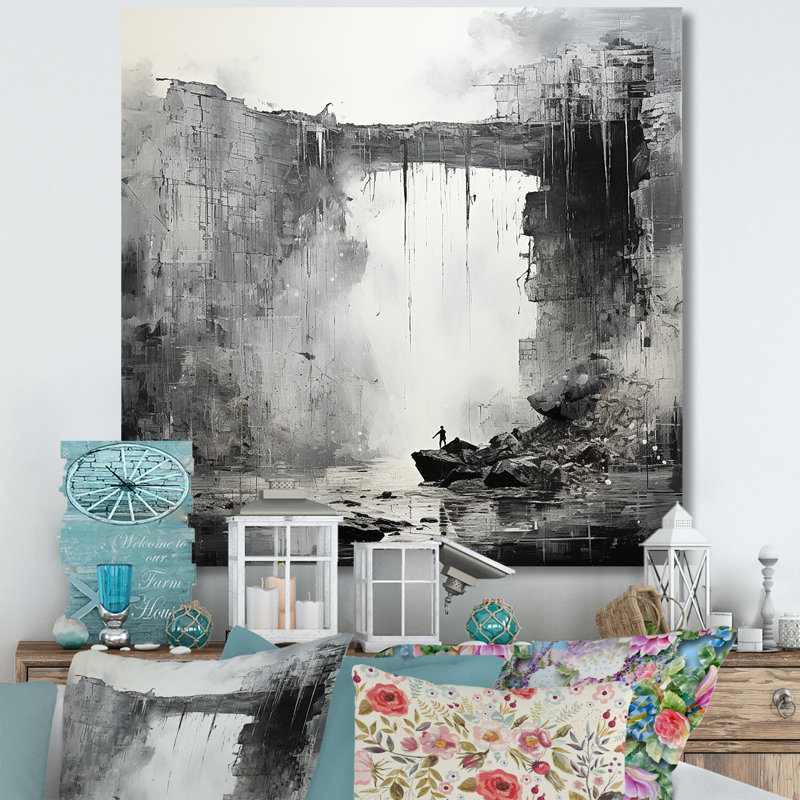 Adventourous Waterfall Caves sur impression sur toile, Toile tendue, H 30 po x l 30 po x P 1 po
