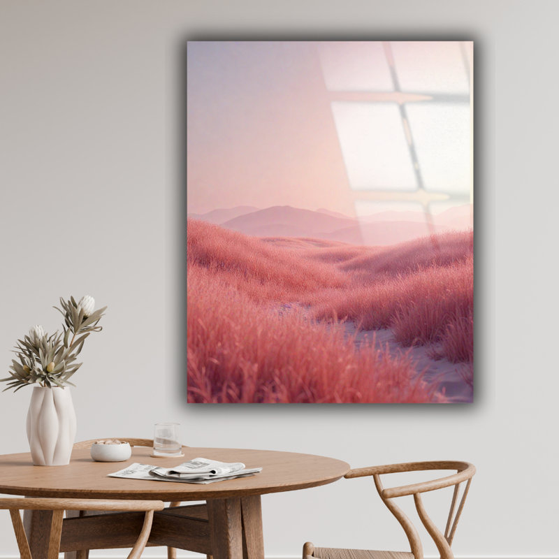 Art mural rose pastel en verre trempé, H 40 po x l 30 po