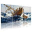Nautique, voilier, mer agitée, équipage de bateau, vagues, ensemble de 3 peintures sur toile-1512927191