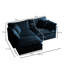 Canapé modulaire 2 places en L en chenille bleue, tissu, base en bois massif pour une assise confortable en chenille relaxante