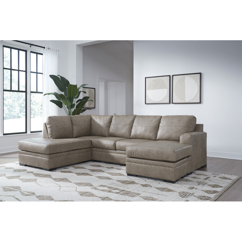 Canapé modulaire 2 pièces avec méridienne Amuleto, Polyester taupe