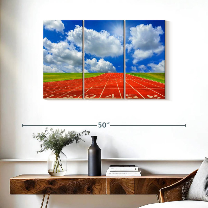 Cloudscape Over Running Track, 24" H x 38" W